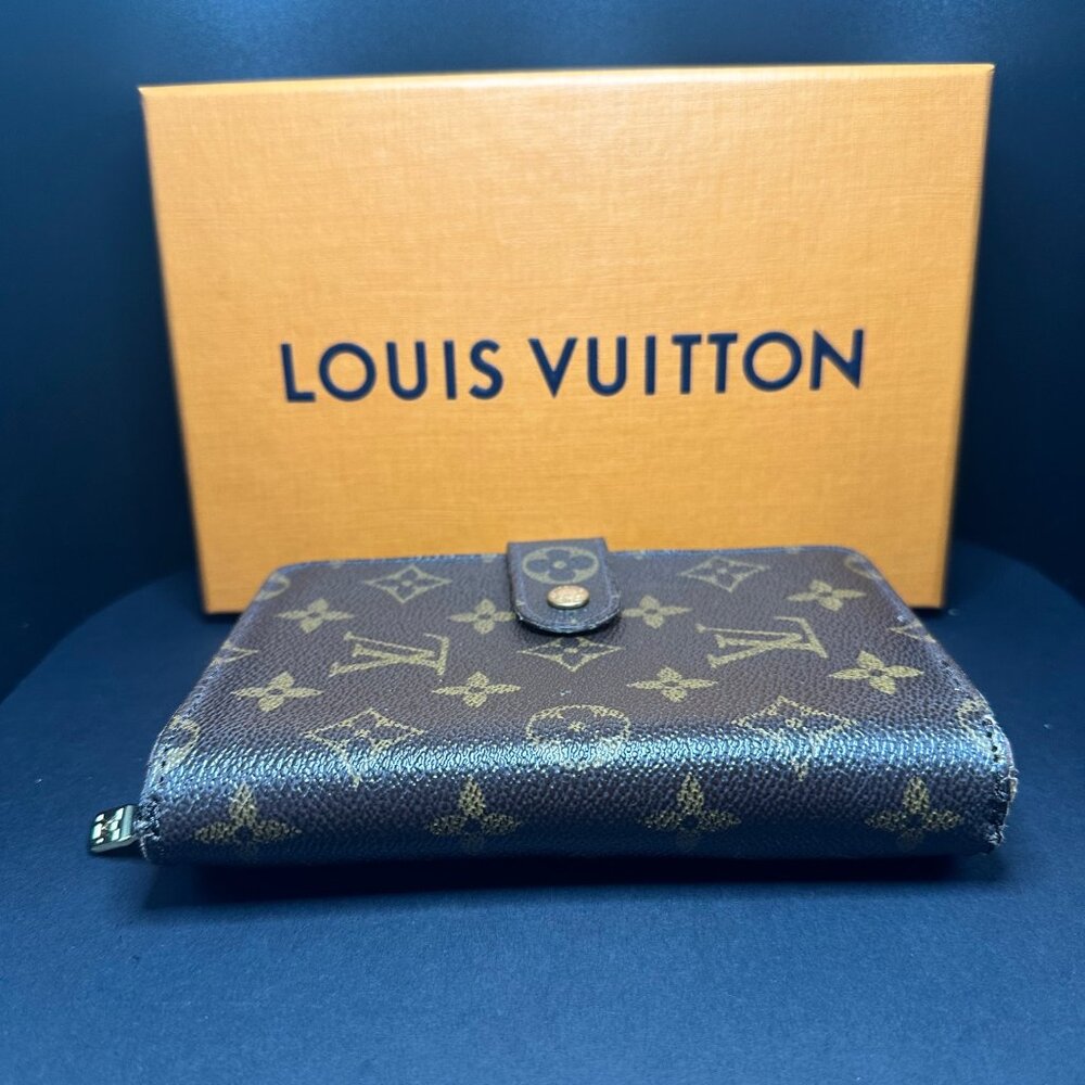 Louis Vuitton Monogram Canvas Leather Zipper Bifold Papier Wallet with box - EUC